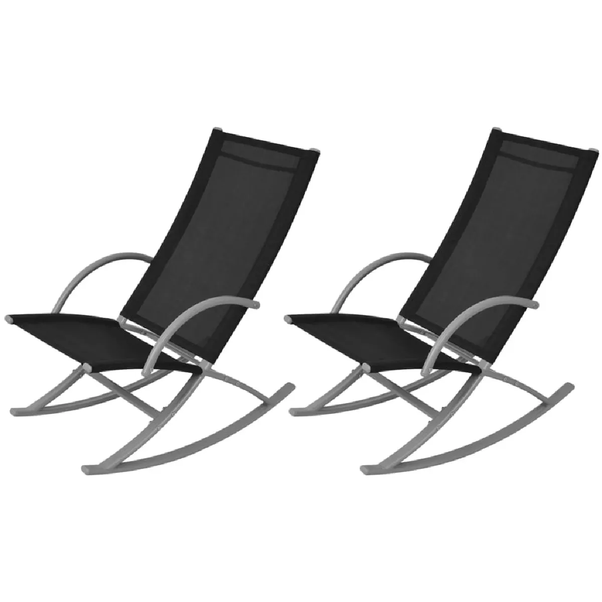 vidaXL Chaises à bascule de jardin 2 pcs Acier et textilène - vue 2