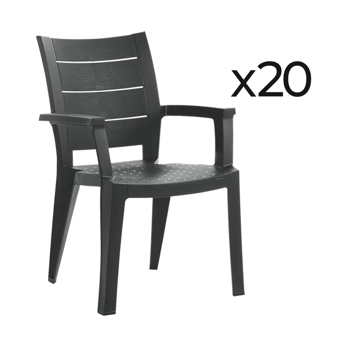 Pegane Gris Lot De 20 Chaises De Jardin