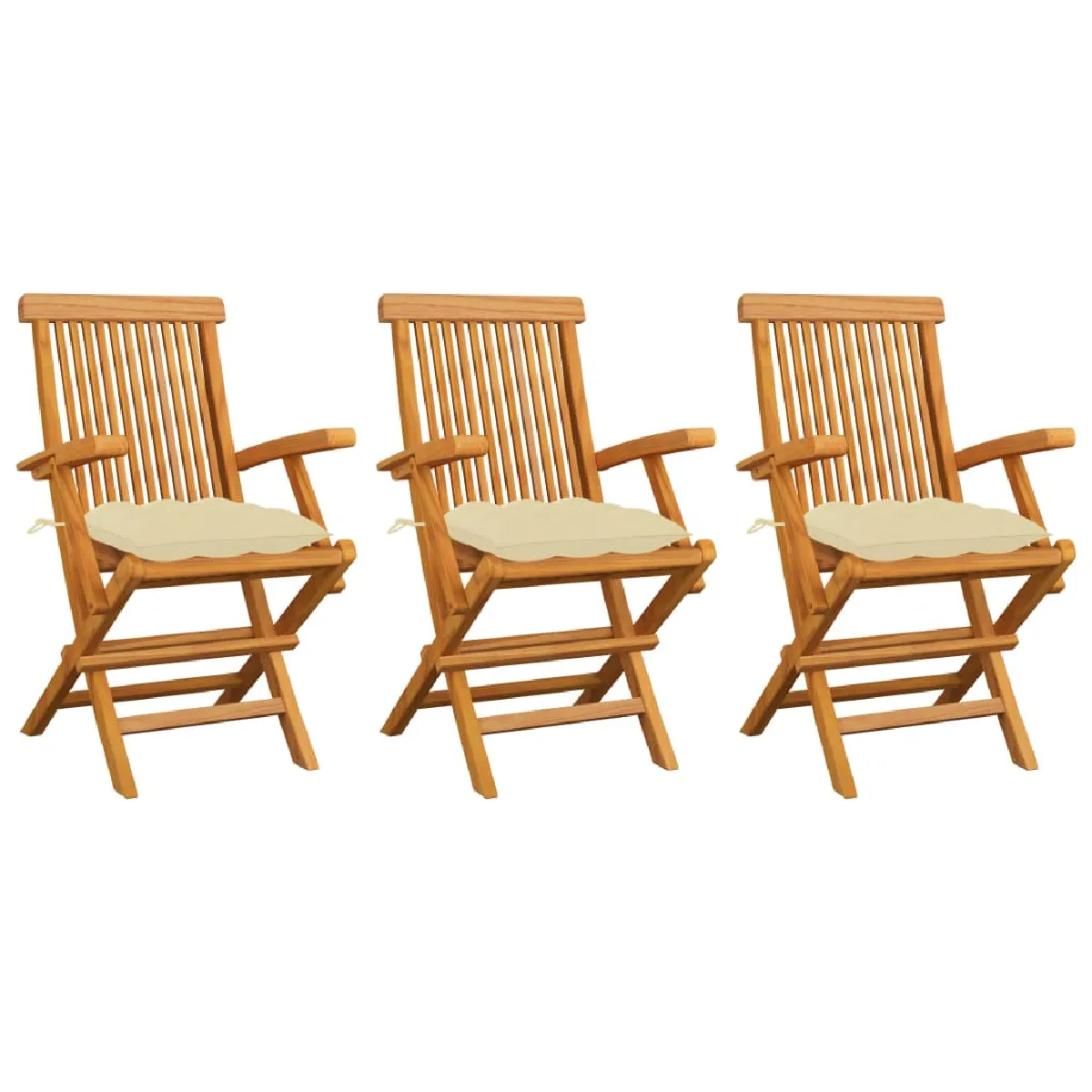 vidaXL Chaises de jardin avec coussins Crème - vue 3
