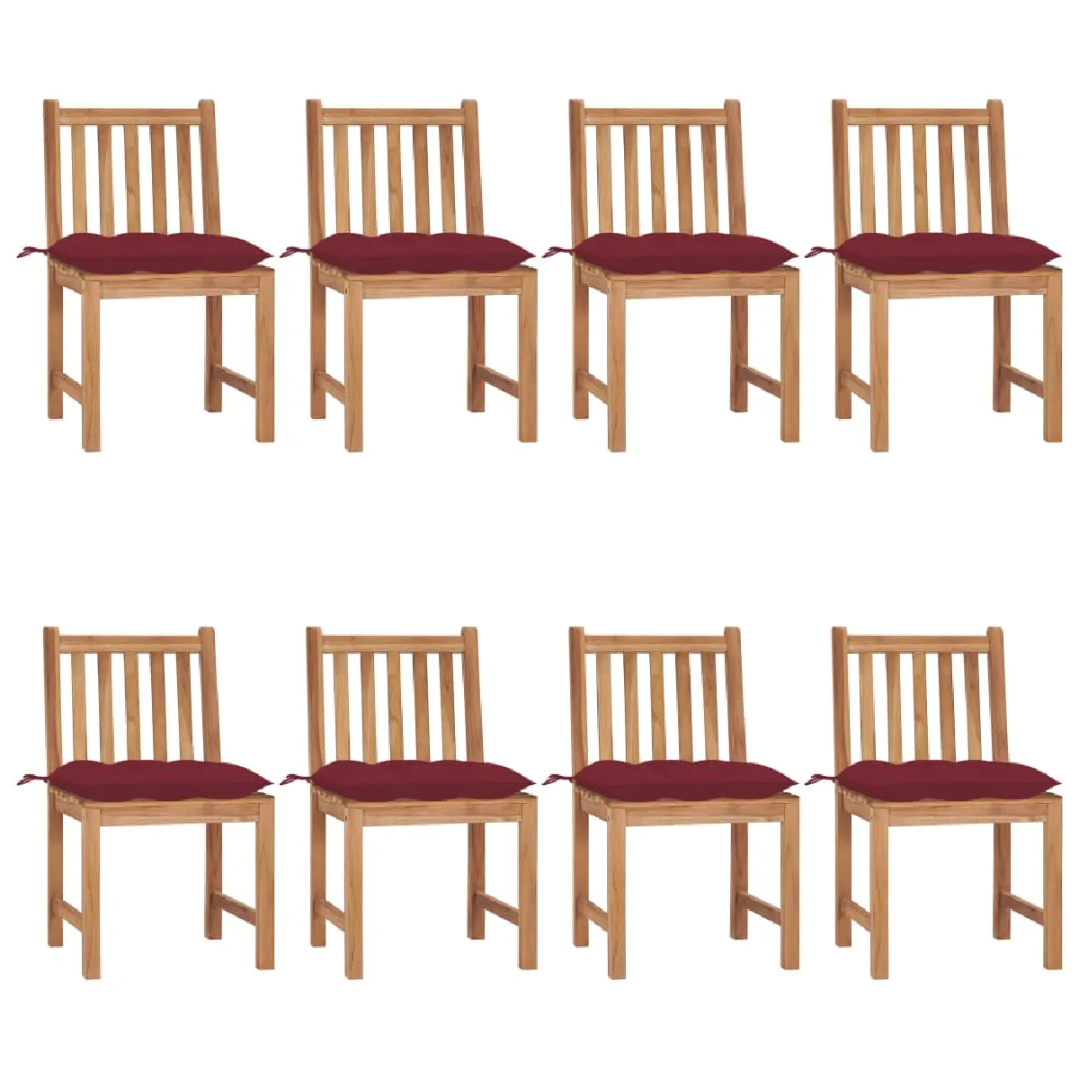 vidaXL Chaises de jardin lot de 8 avec coussins - Bois de teck massif