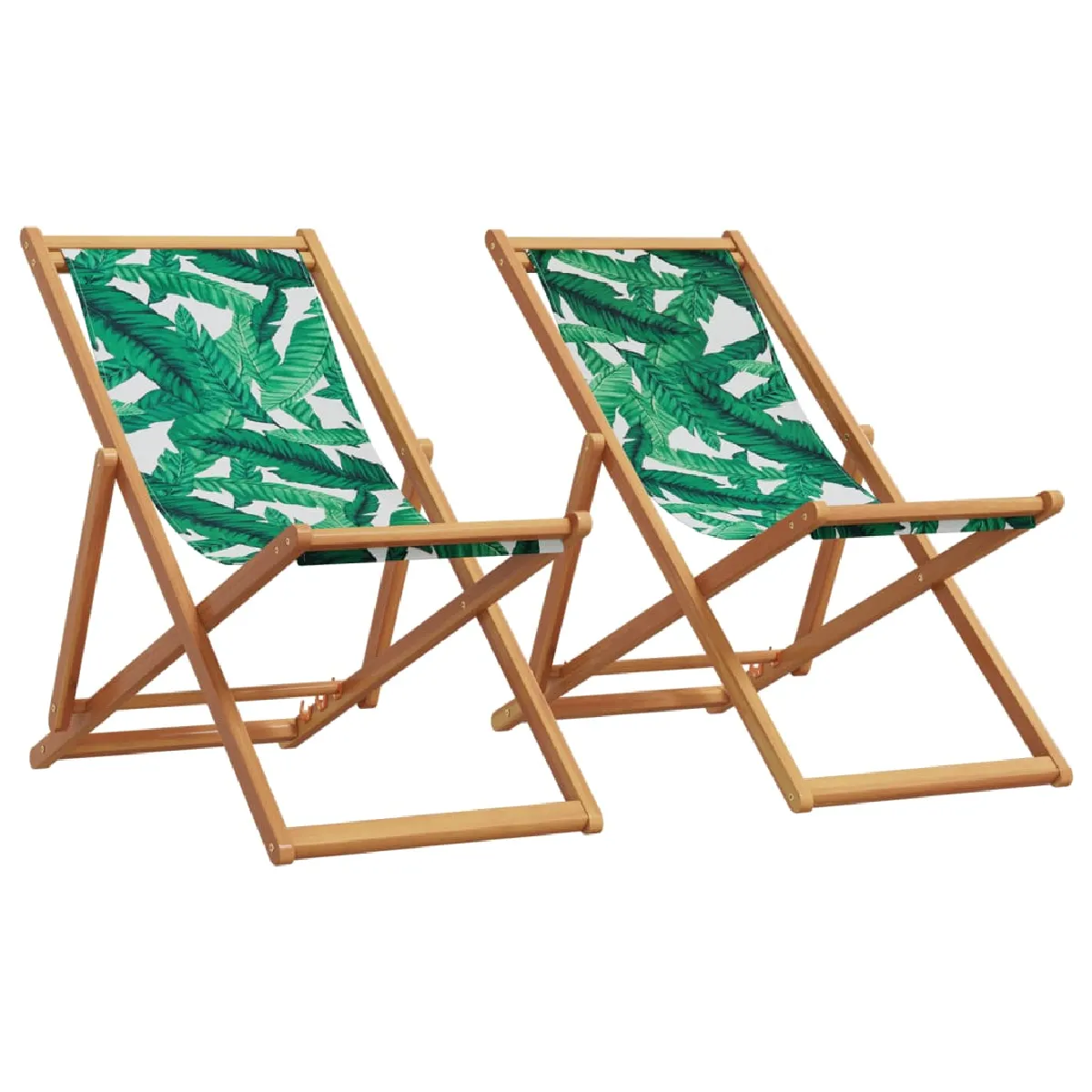 vidaXL Chaises de plage pliantes lot de 2 Bois et tissu - vue 10