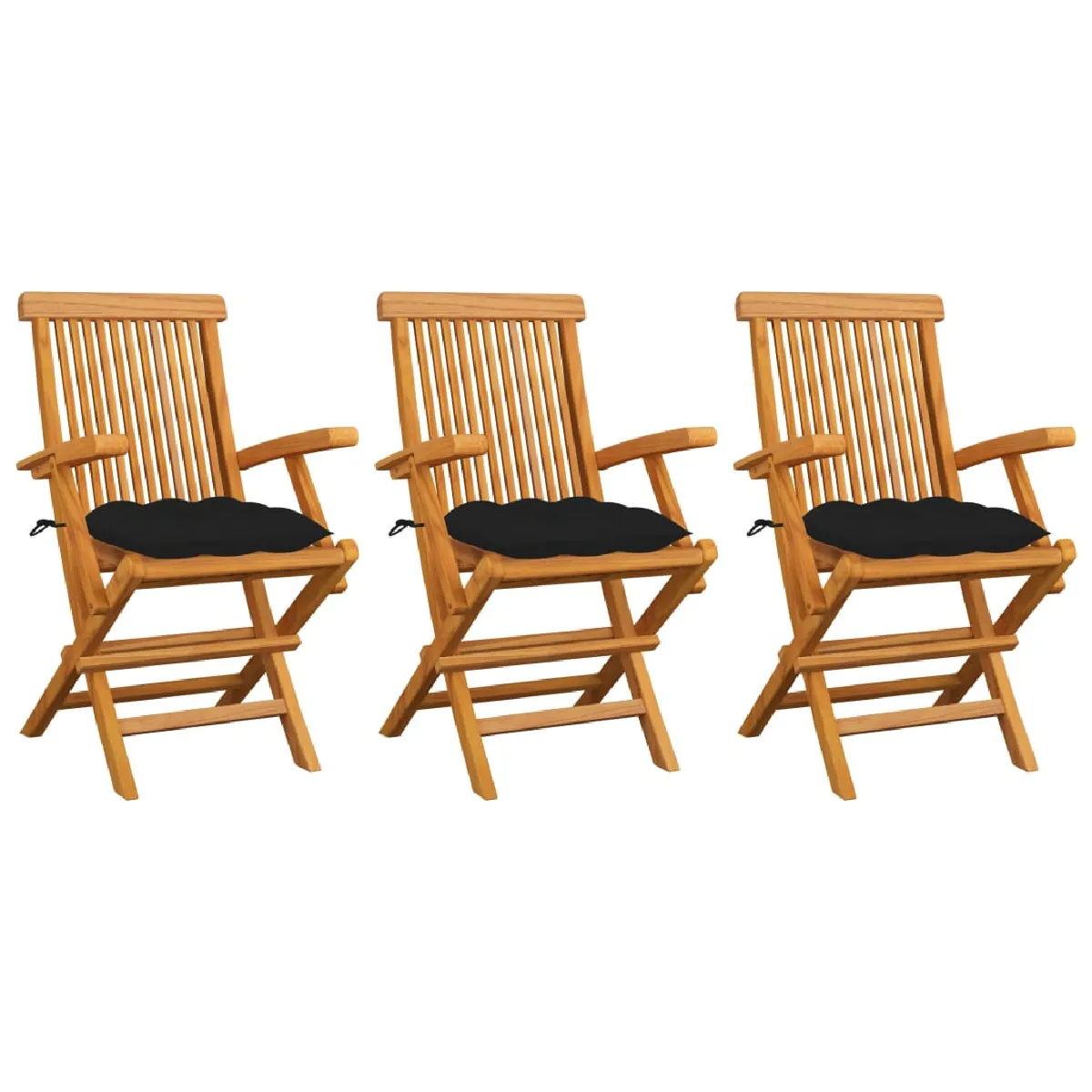 vidaXL Chaises de jardin avec coussins Bois teck massif - vue 2