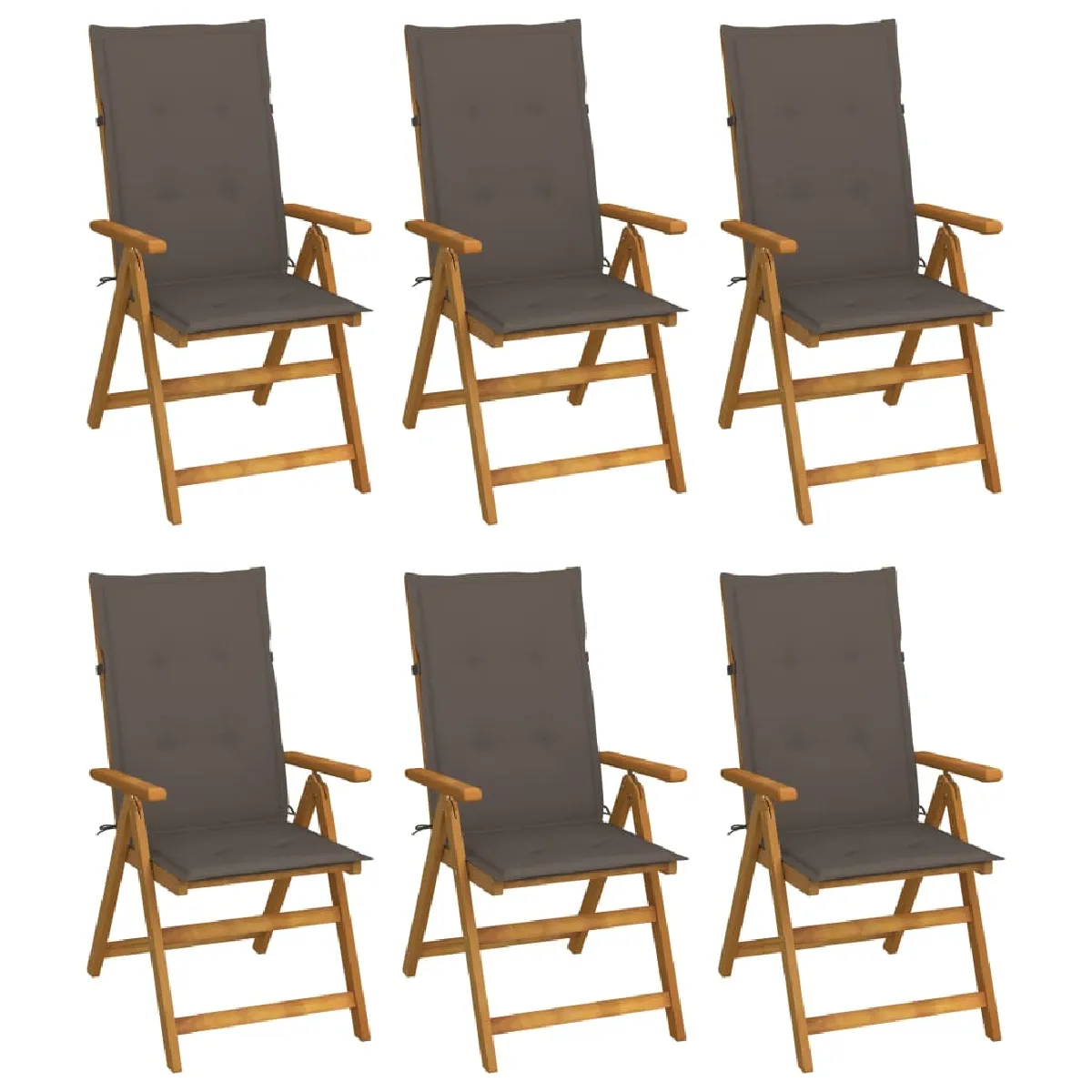 vidaXL Chaises pliables Lot de 6 Bois d'acacia - vue 2