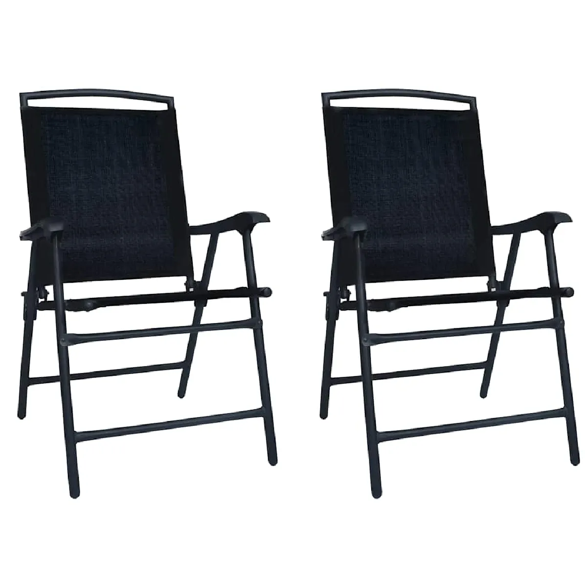 Vidaxl Chaises de jardin pliables - Lot de 2 - Textilène noir