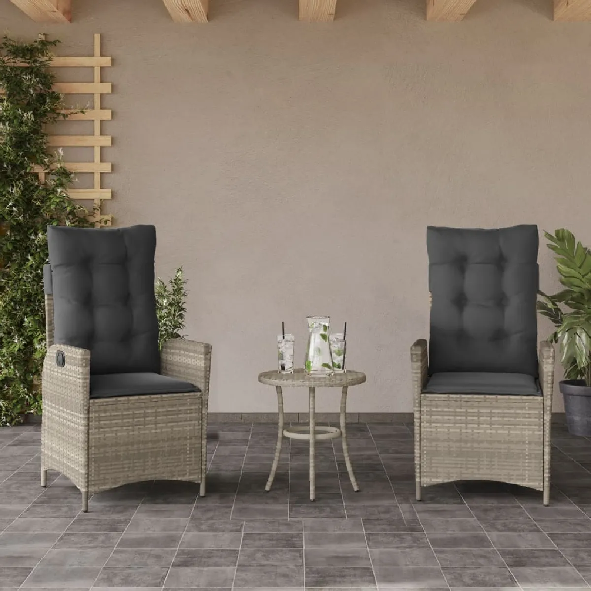 vidaXL Chaises inclinables jardin 2 pcs Résine tressée - vue 2