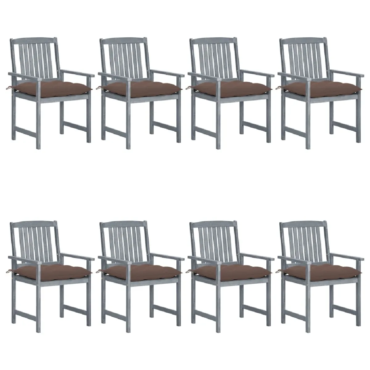 Vidaxl Chaises de jardin et coussins Bois d'acacia lot de 8 - vue 2