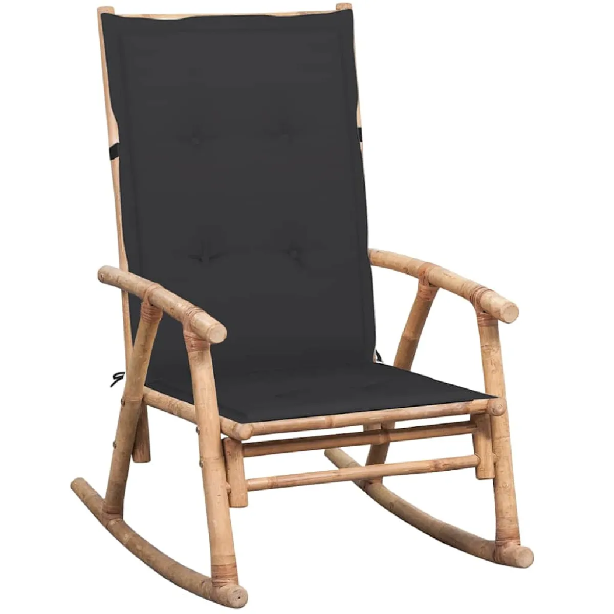 vidaXL - Chaise à bascule avec coussin - Bambou - Extra Grand - Gris Anthracite - Image 2