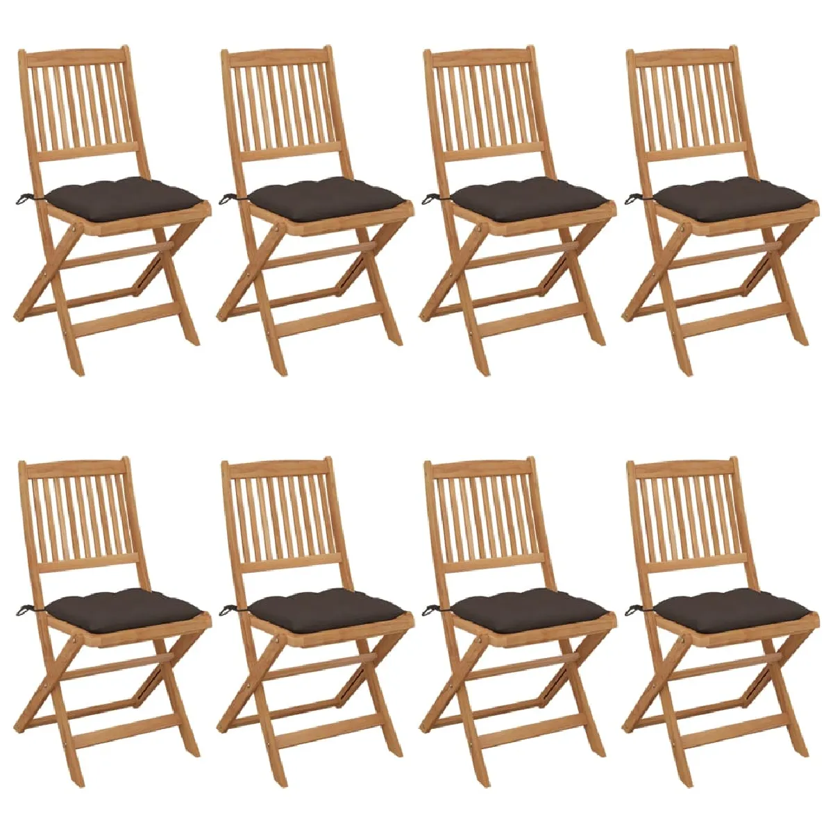 vidaXL Chaises pliables de jardin avec coussins Lot de 8