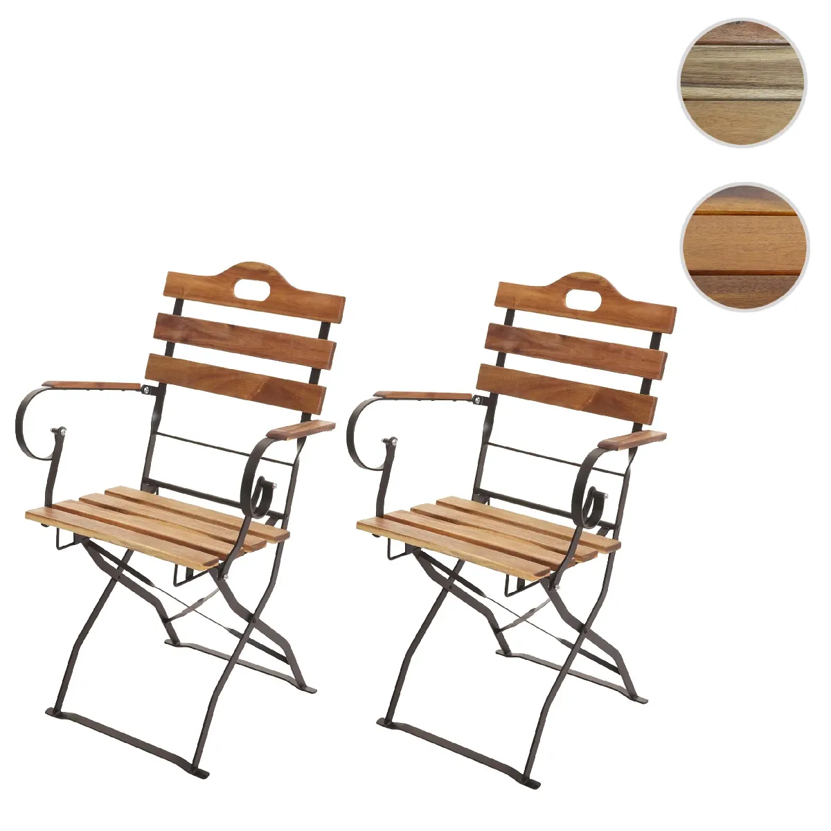 Mendler Chaises de jardin pliables lot de 2 - Marron Mendler Chaises de jardin pliables lot de 2 - Marron