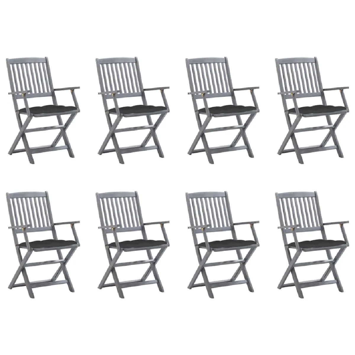 vidaXL Chaises pliables d'extérieur Lot de 8 Bois d'acacia