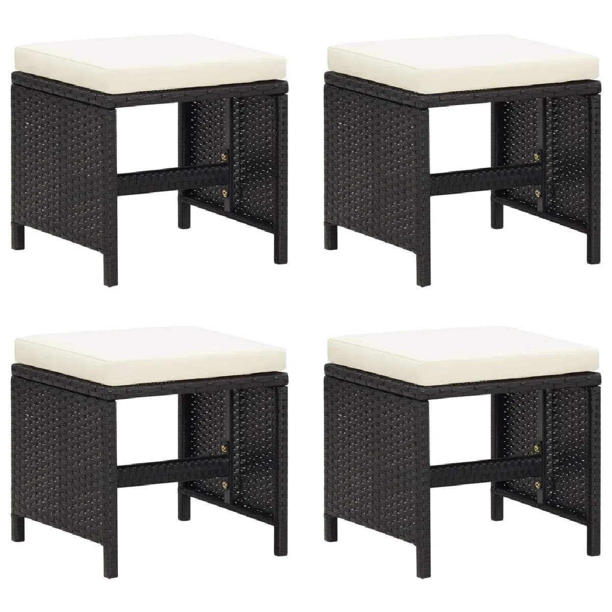 Non Communiqué Noir Vidaxl 4X Tabourets De Jardin Avec Coussins Repose-Pieds De Patio Tabourets De Terrasse Repose-Pieds D'extérieur Résine 316748 - Image 3