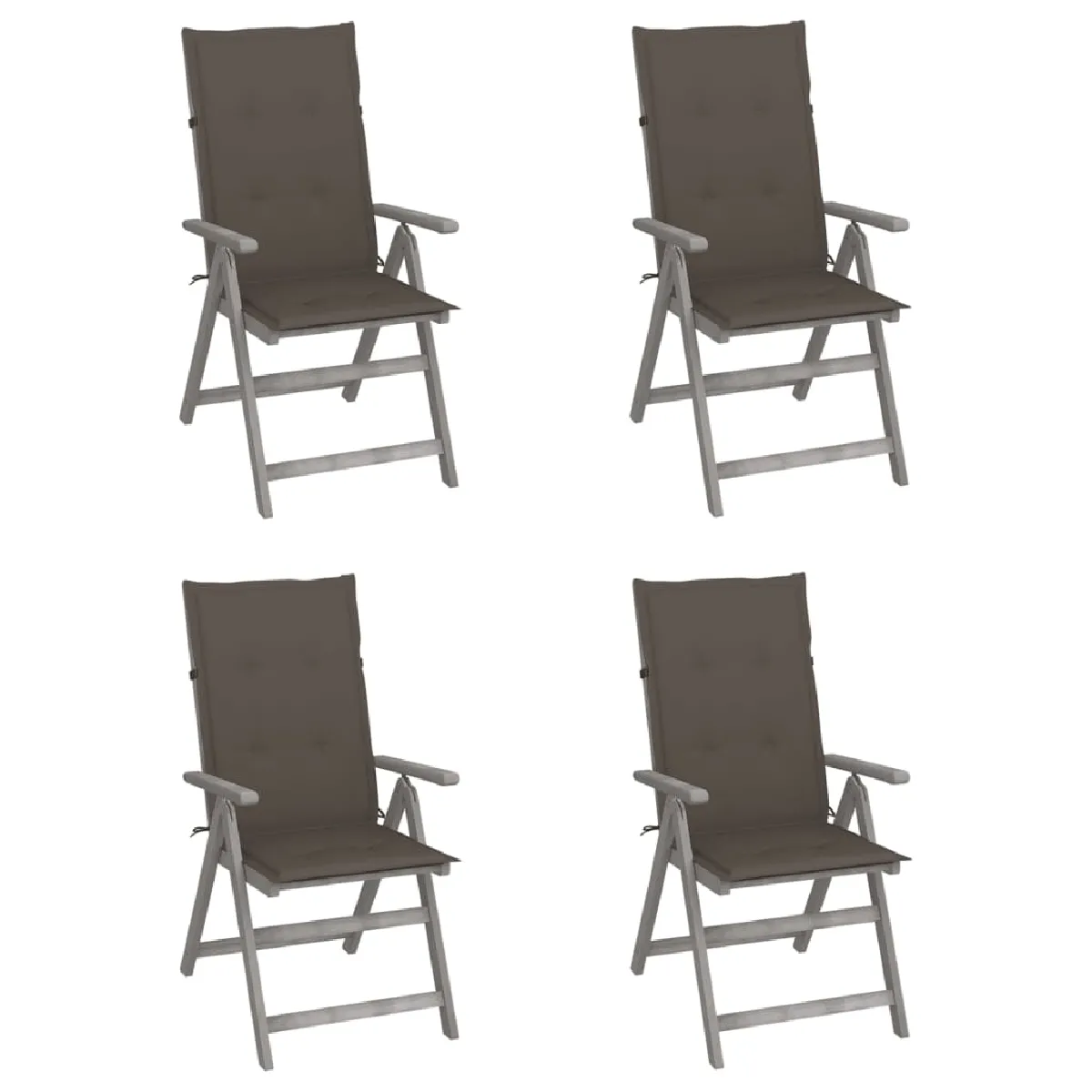 vidaXL Chaises inclinables de jardin lot de 4 avec coussins - vue 3