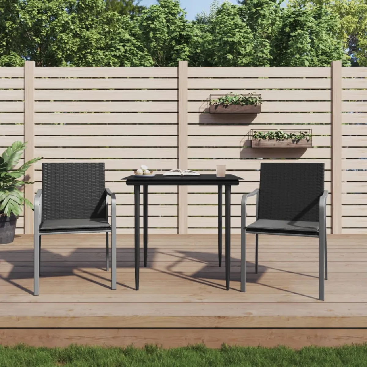 vidaXL Chaises de jardin - Lot de 2 Noir