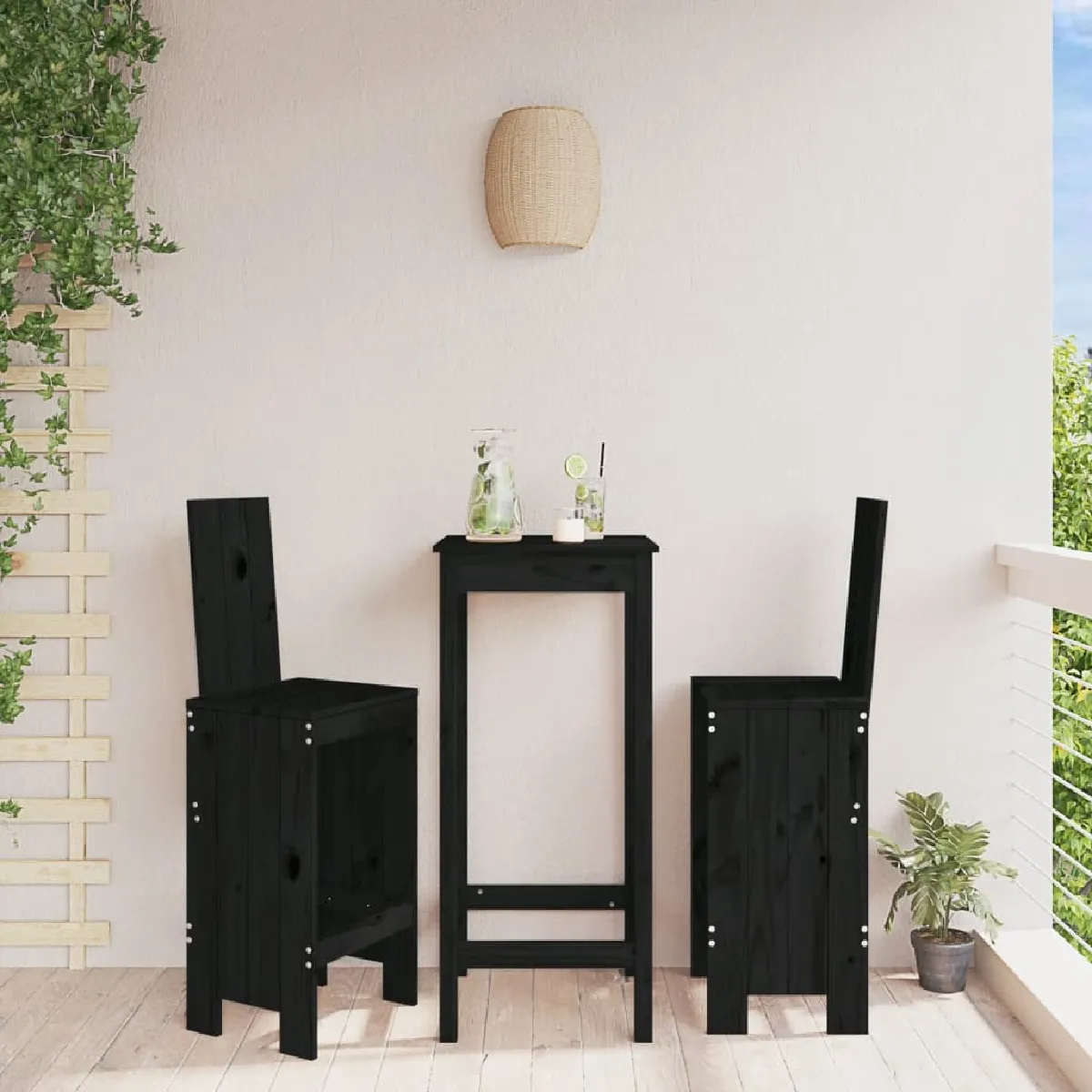 vidaXL Tabourets de bar lot de 2 - Noir