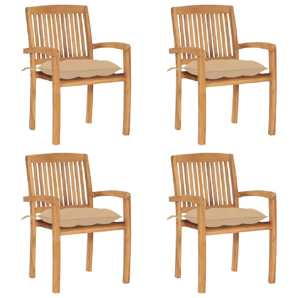 vidaXL Chaises de jardin avec coussins Teck solide - vue 1