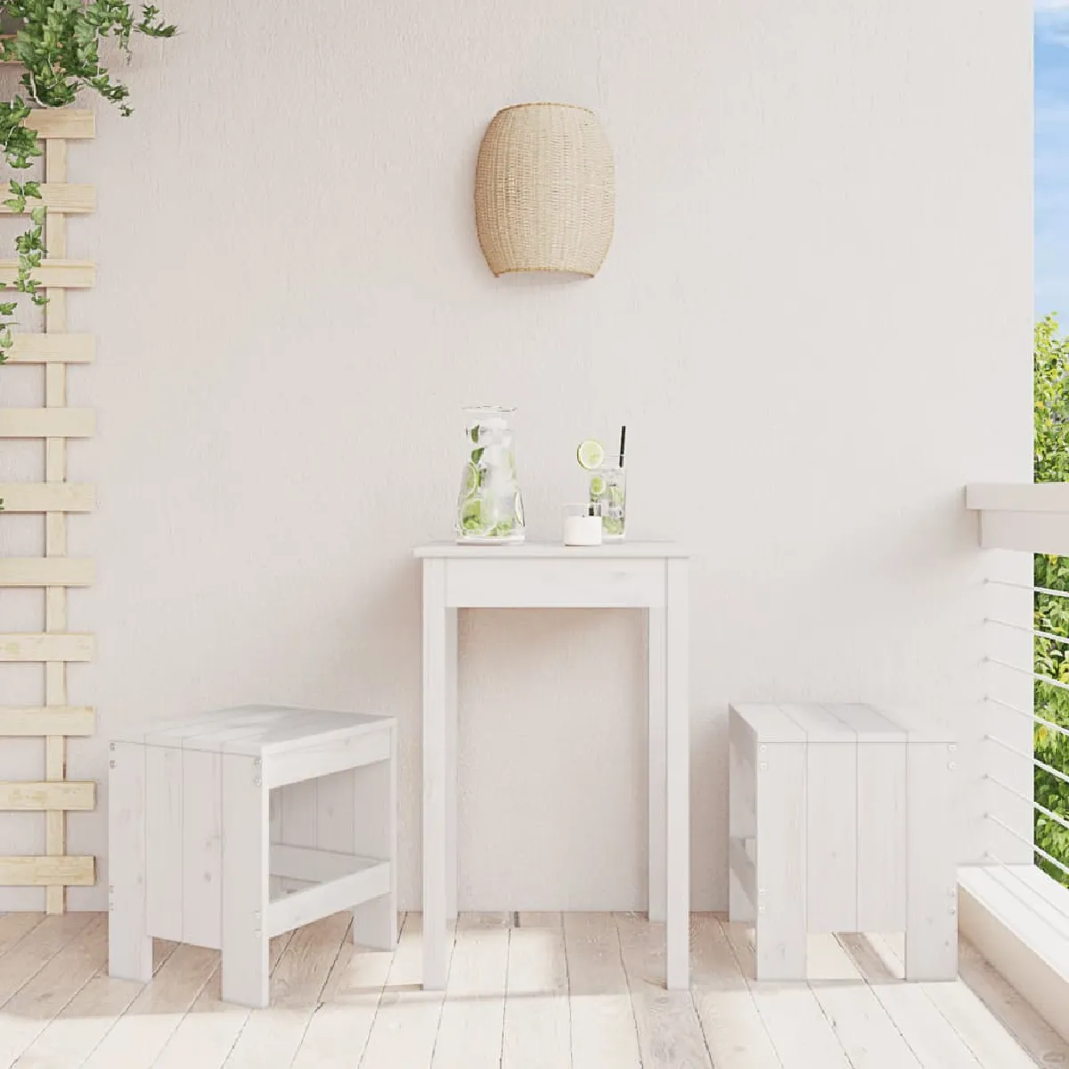vidaXL Tabourets de jardin - Bois massif de pin
