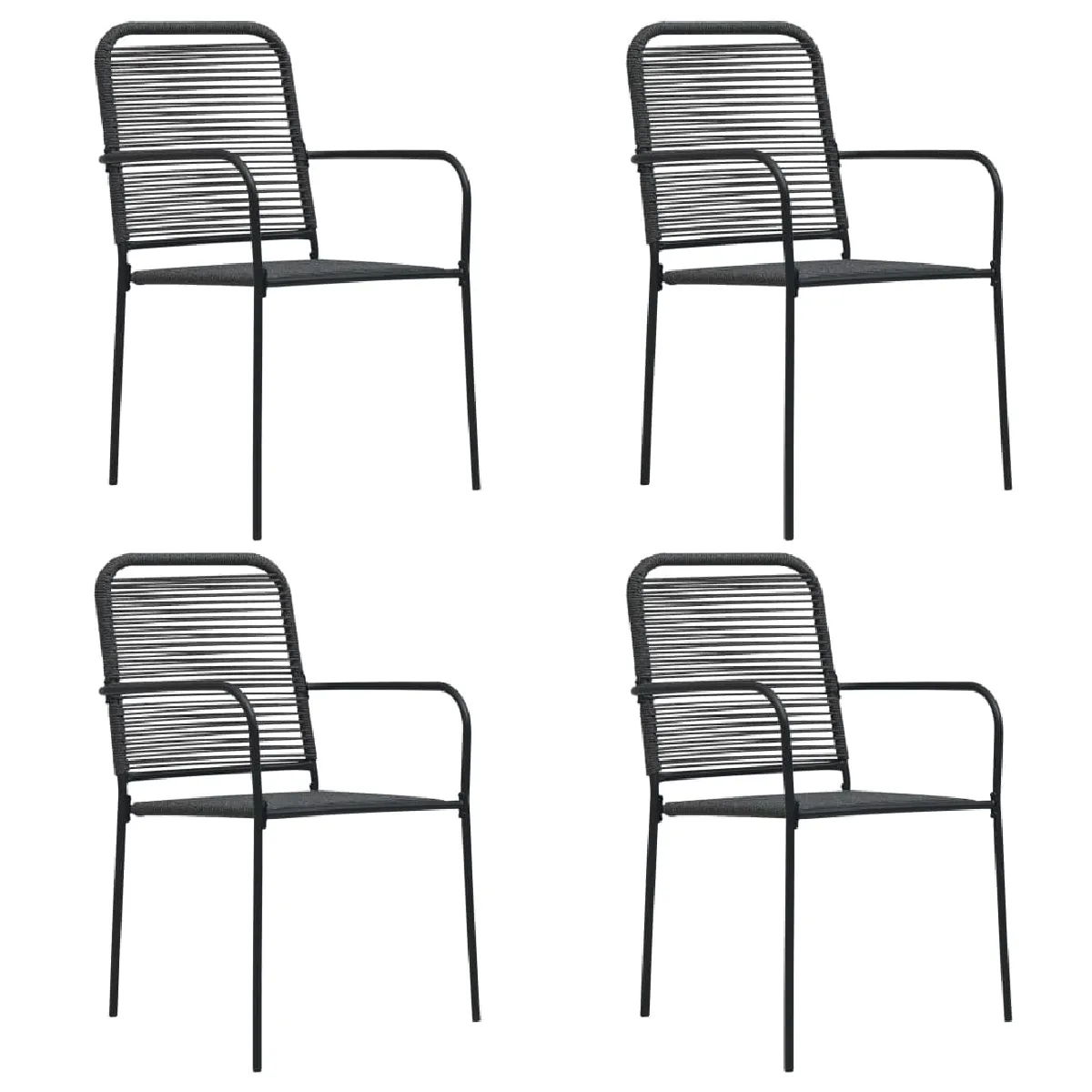 vidaXL Chaises de jardin 4 pcs Corde en coton et acier - vue 2