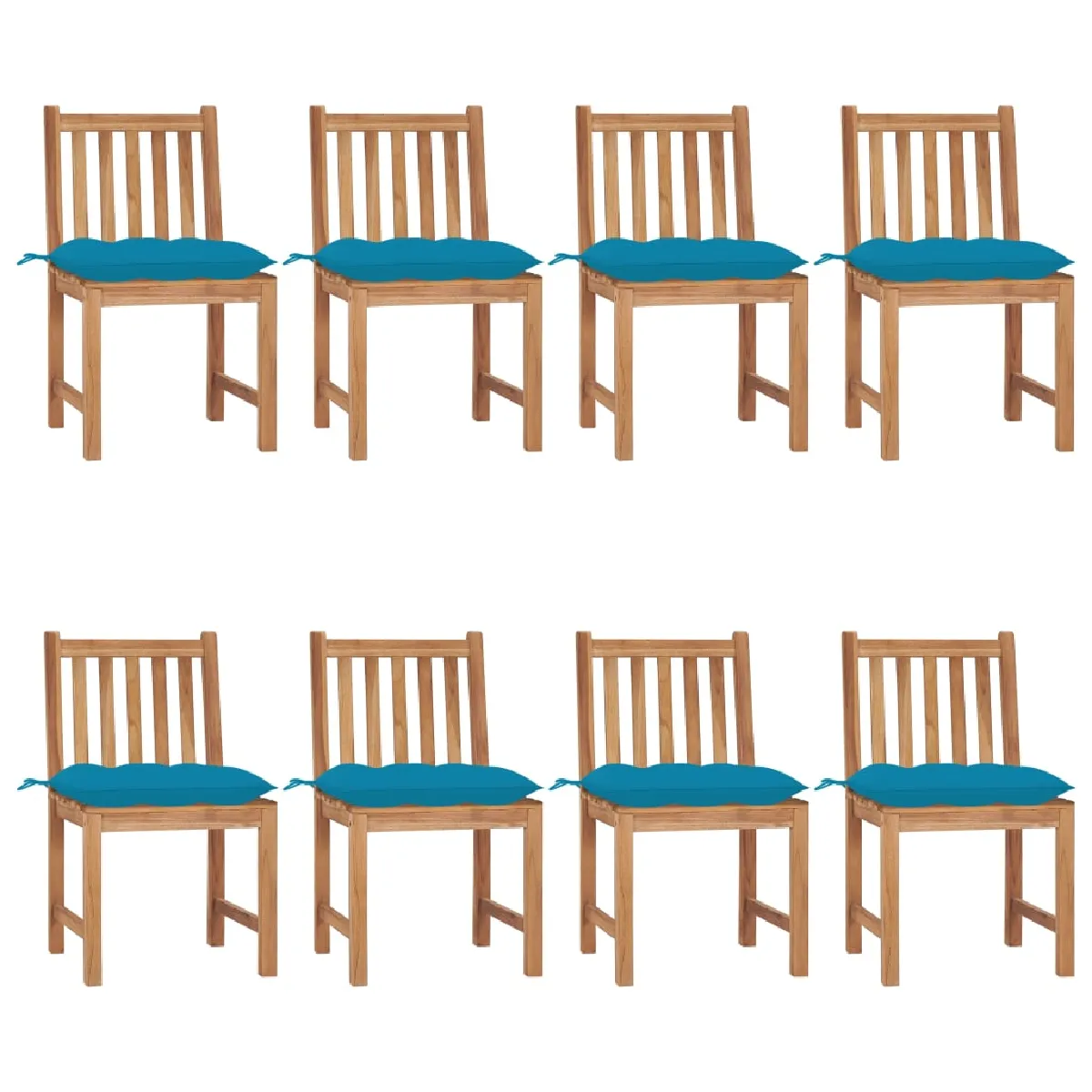 Vidaxl Chaises De Jardin Lot De 8 Avec Coussins Bois De Teck Massif - Image 3