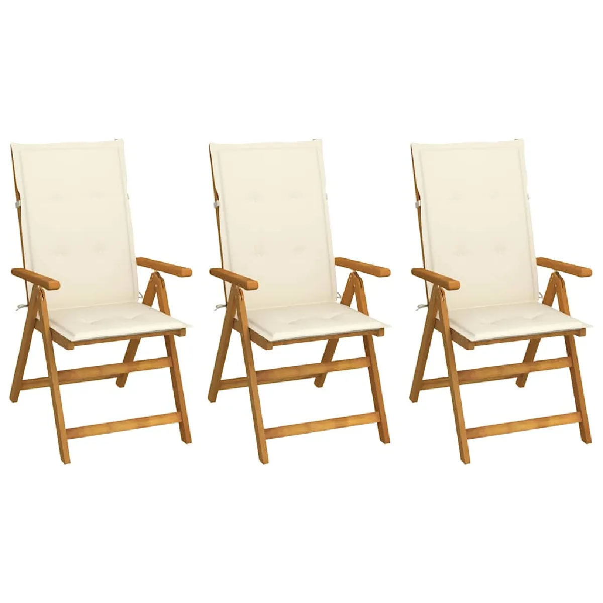 Non Communiqué Chaises Pliables De Jardin Lot De 3 Avec Coussins Bois D Acacia - Image 3