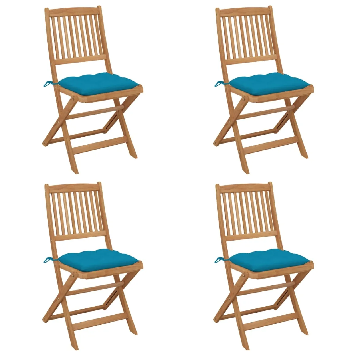 VIDAXL Chaises pliables avec coussins Bois d'acacia - vue 10