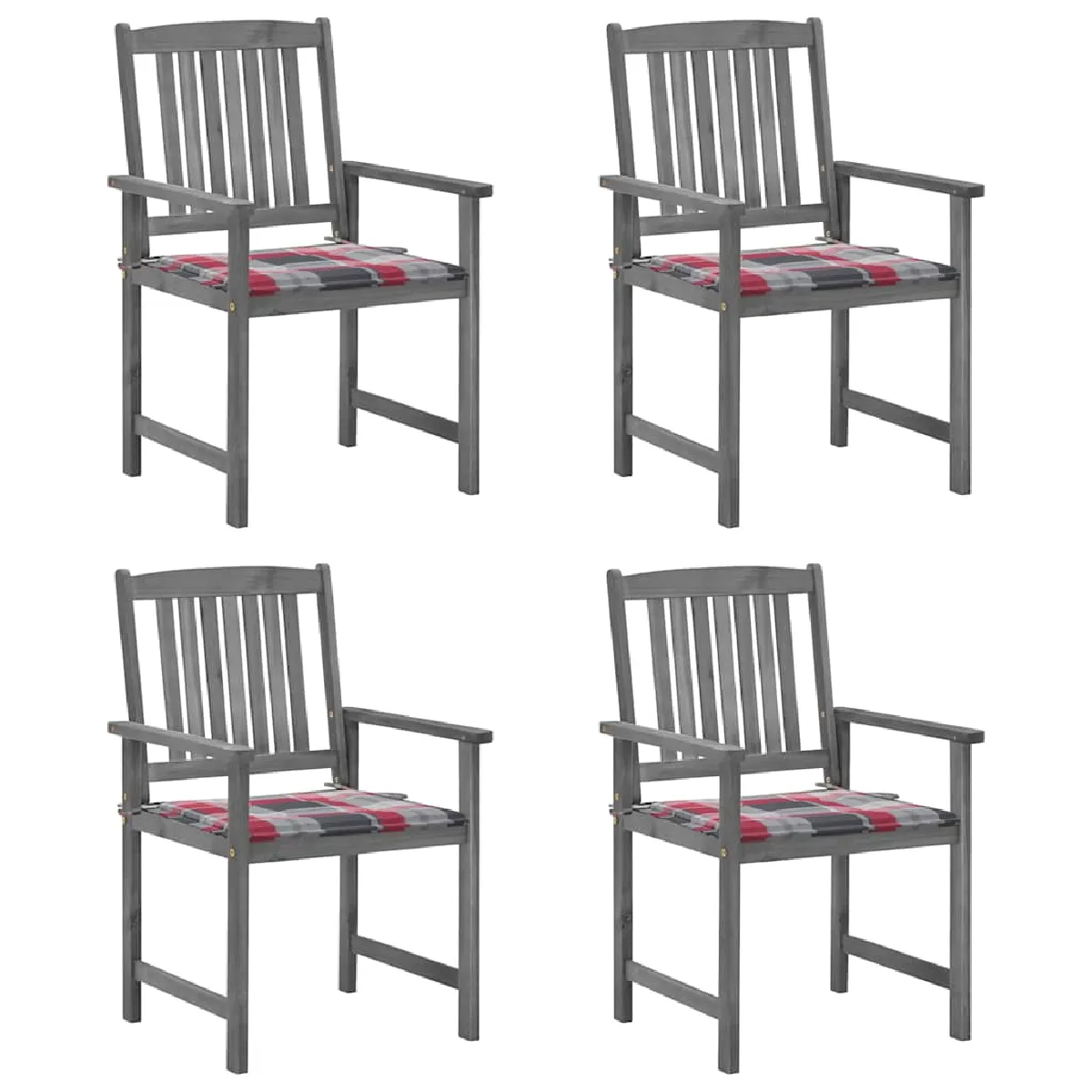 vidaXL Chaises de jardin et coussins lot de 4 Bois acacia