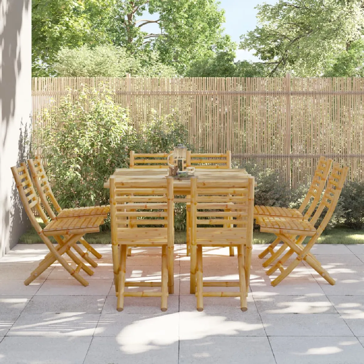 vidaXL Chaises pliables 8 pièces bambou