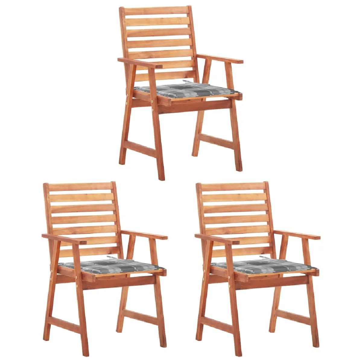 vidaXL Chaises à manger d'extérieur lot de 6 avec coussins Acacia - vue 2