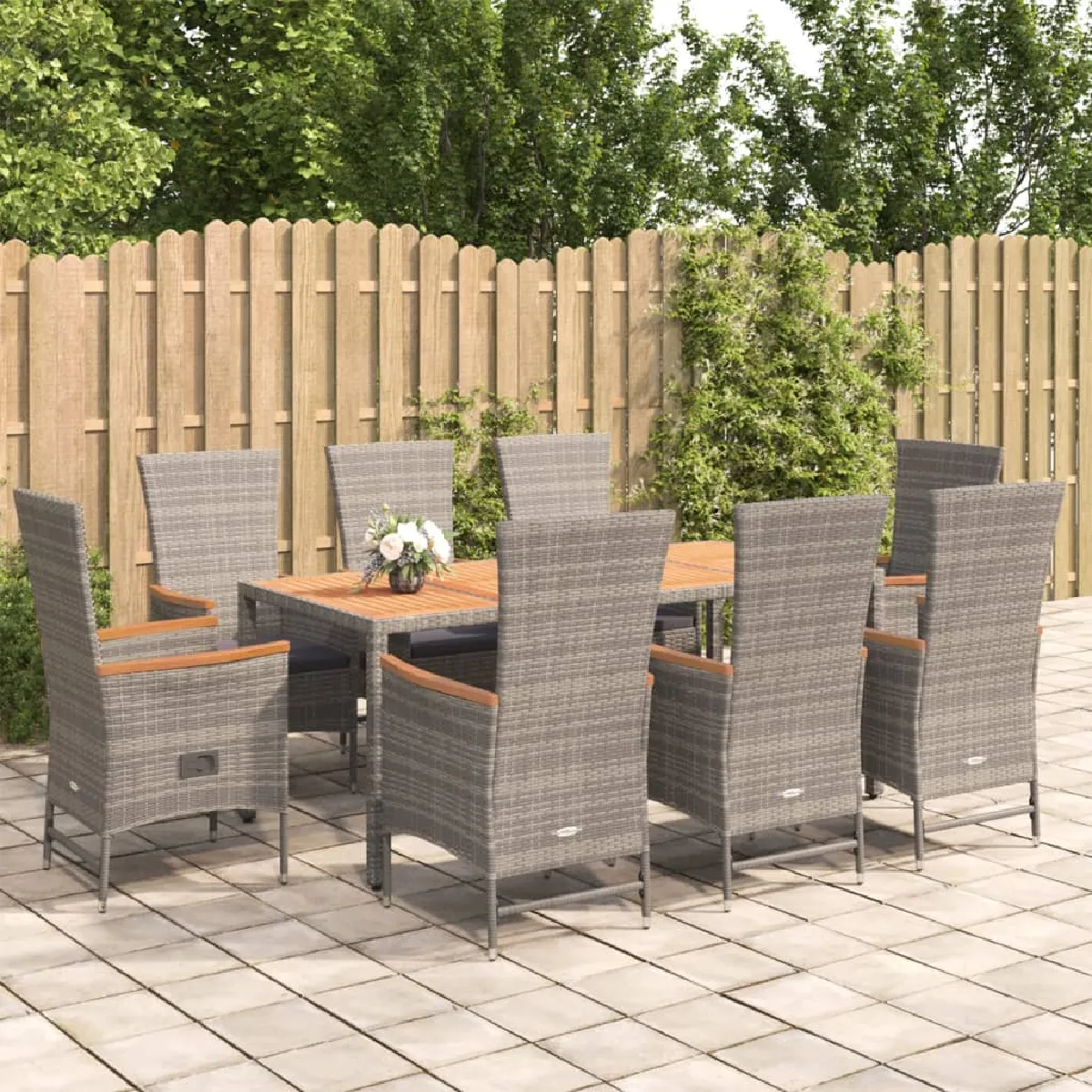 vidaXL Ensemble à manger de jardin et coussins 15 pcs ensemble à manger dextérieur meuble à manger de jardin 3210814 - vue 10