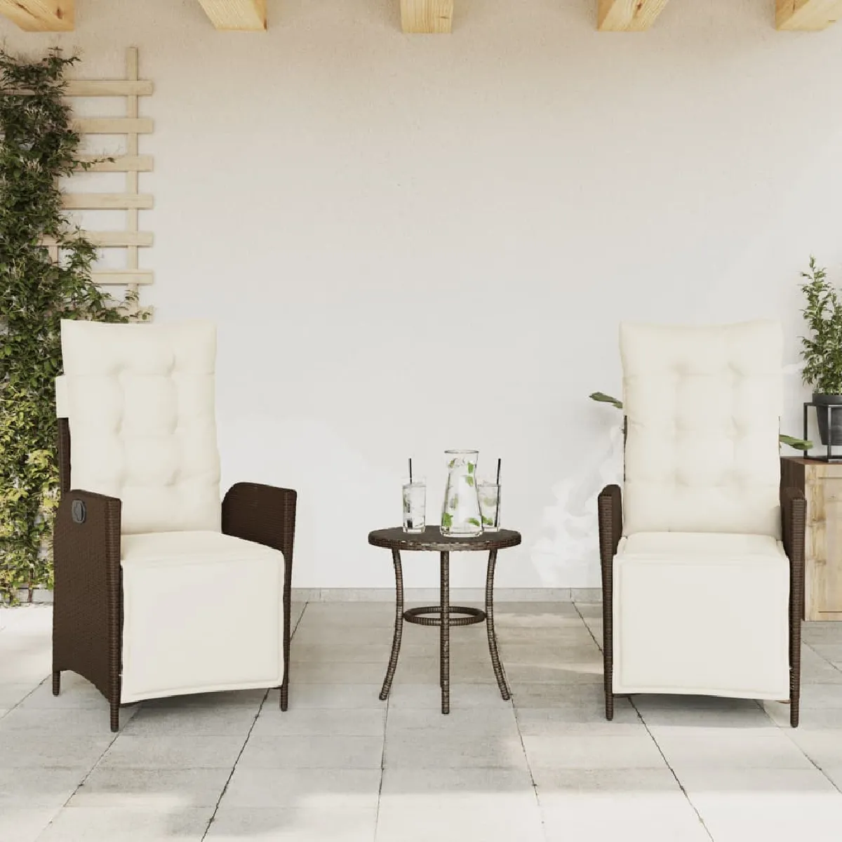 vidaXL Chaises inclinables 2 pcs avec repose pieds - vue 2