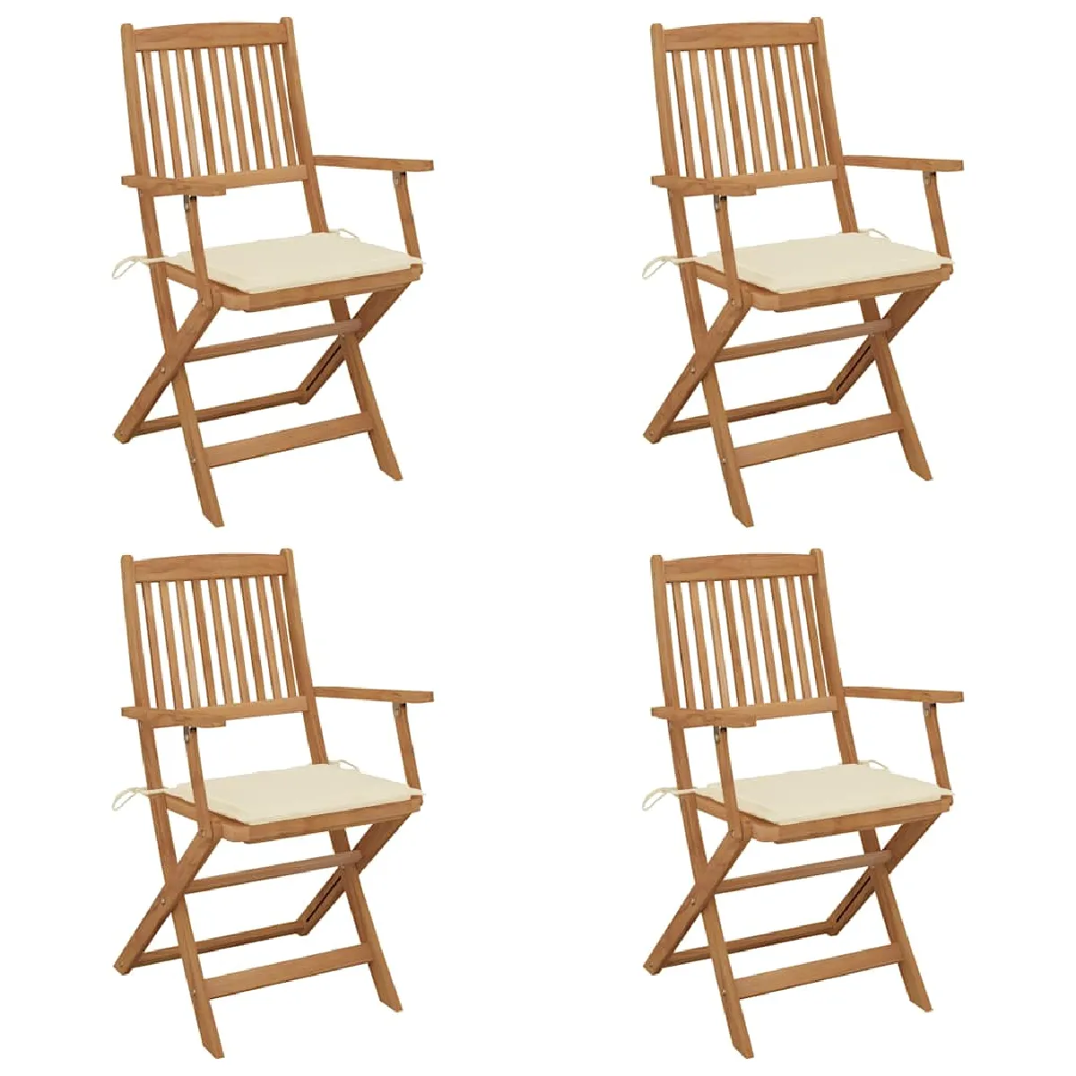 vidaXL Chaises pliables de jardin avec coussins - Lot de 4