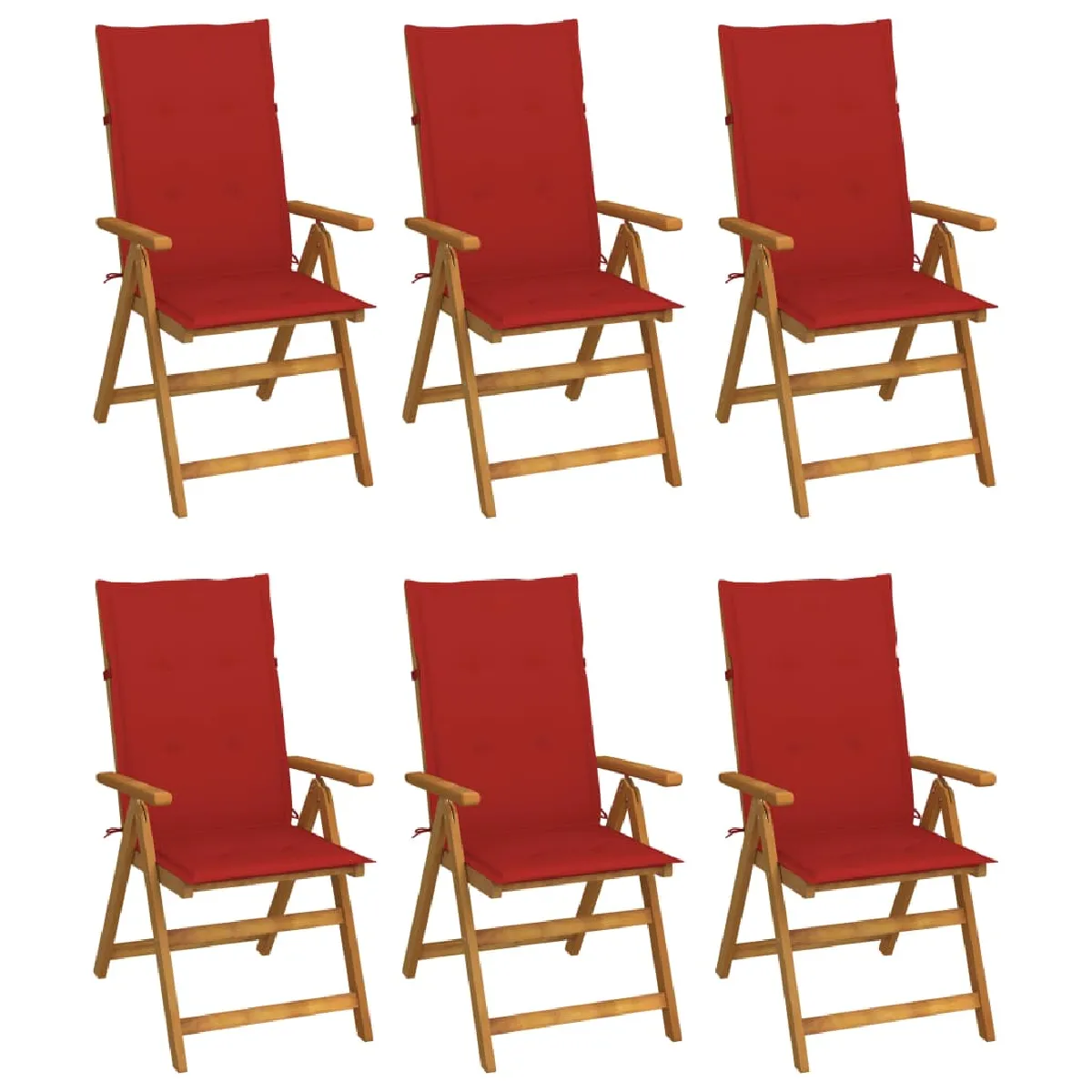 vidaXL Chaises pliables - Bois d'acacia et coussins