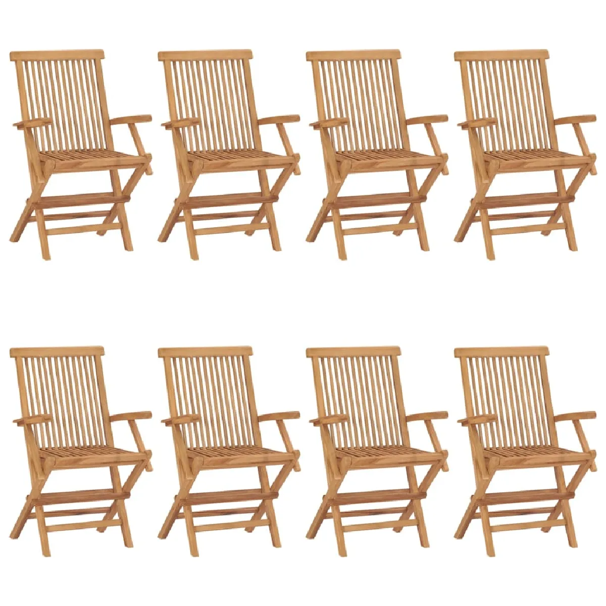 vidaXL Chaises de jardin Lot de 6 Teck massif - vue 2