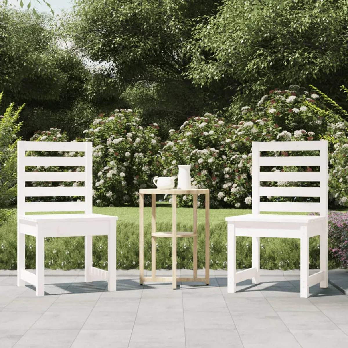 vidaXL Chaises de jardin - Blanc Bois de pin