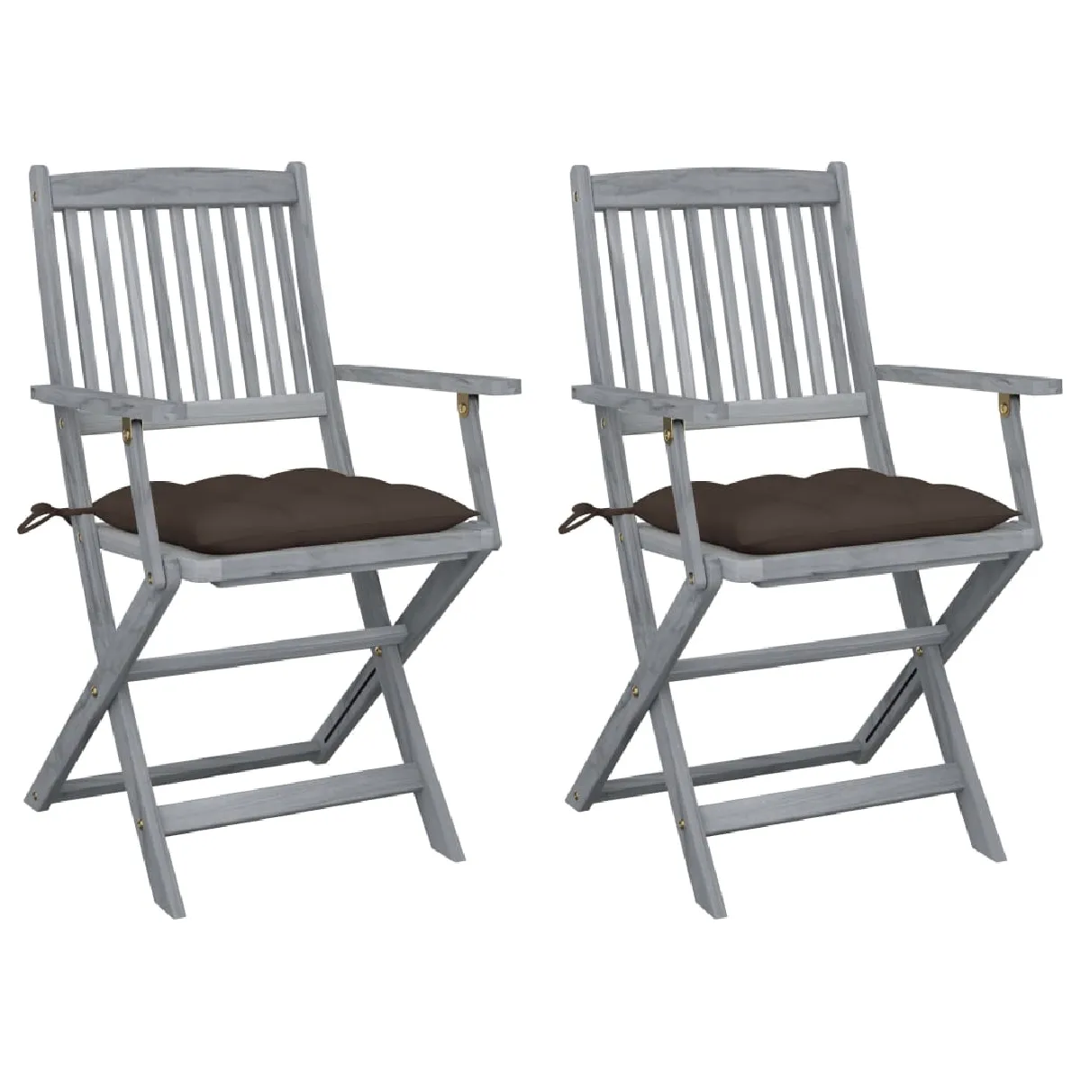 Vidaxl Chaises Pliables D'extérieur Avec Coussins Taupe - Lot De 2