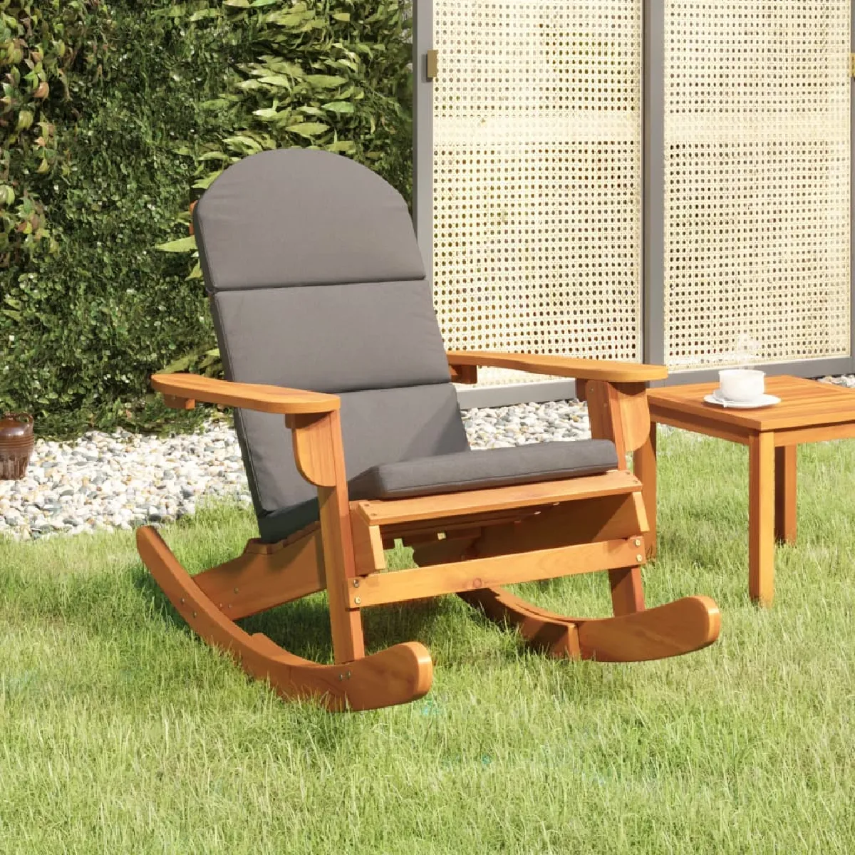 Vidaxl Chaise à bascule Adirondack avec coussins bois massif dacacia75x105x90cm 574457apj93m