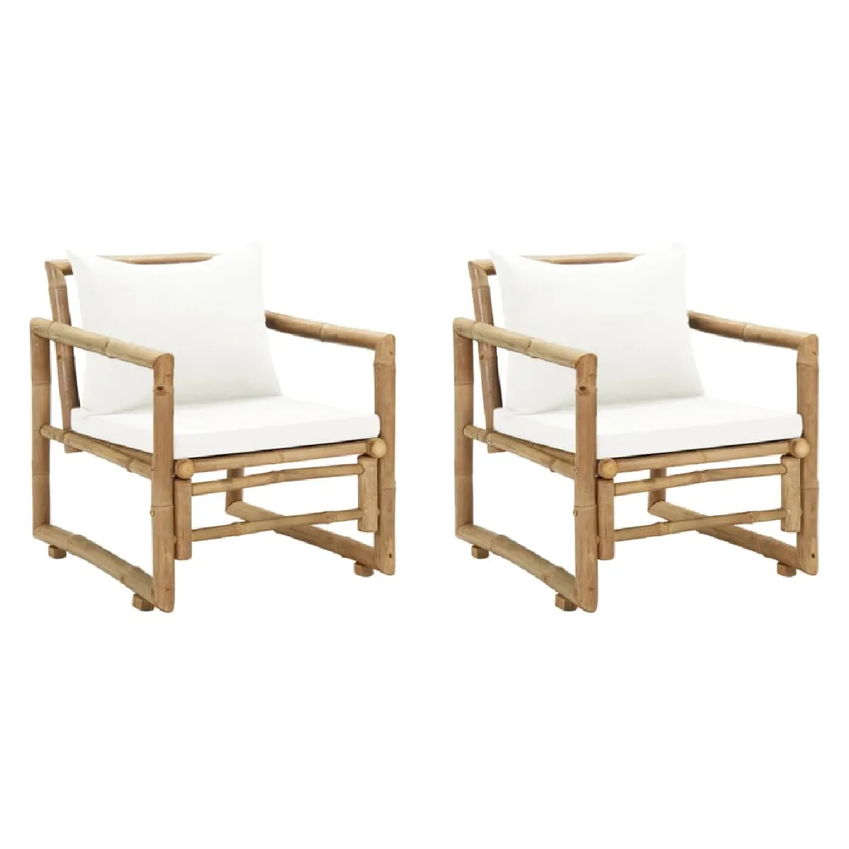 vidaXL 2x Chaise de Jardin Bambou Siège Fauteuil Extérieur Chaise de Terrasse 43158 - vue 2