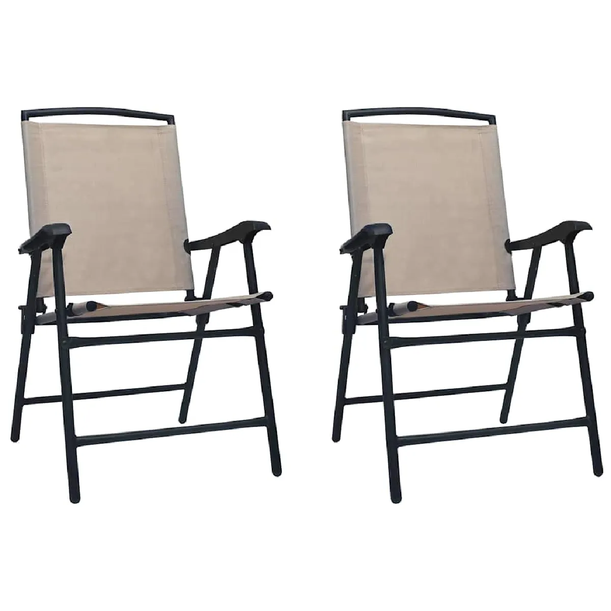 Vidaxl Chaises De Jardin Pliables Lot De 2 Textilène Taupe - Image 2