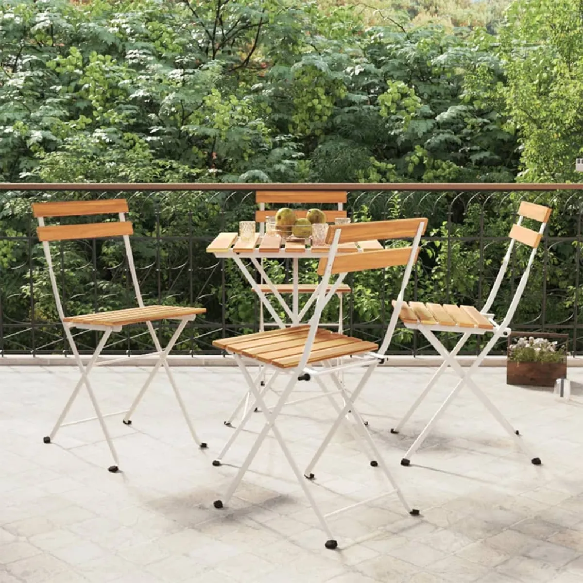 vidaXL Chaises de bistrot pliantes - Lot de 4 - Acacia, Acier