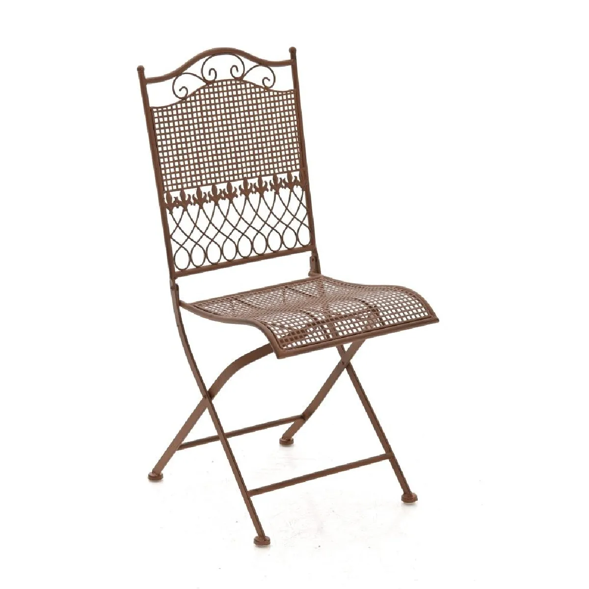 Decoshop26 Chaise de jardin fer forgé - Marron