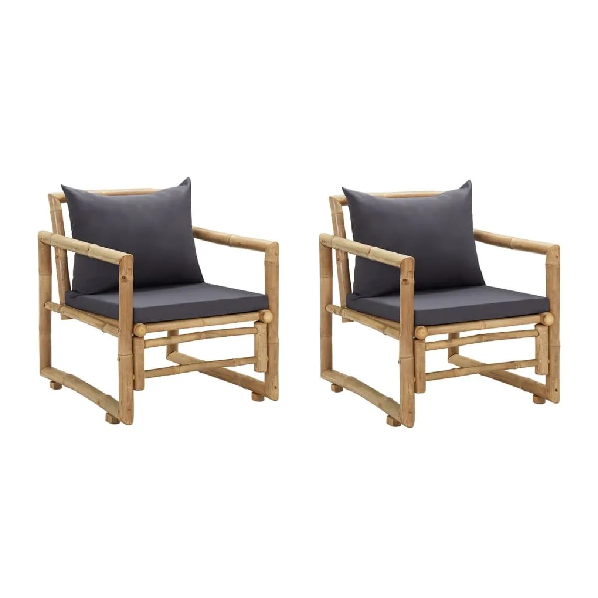 vidaXL Chaises de jardin avec coussins lot de 2 - Bambou