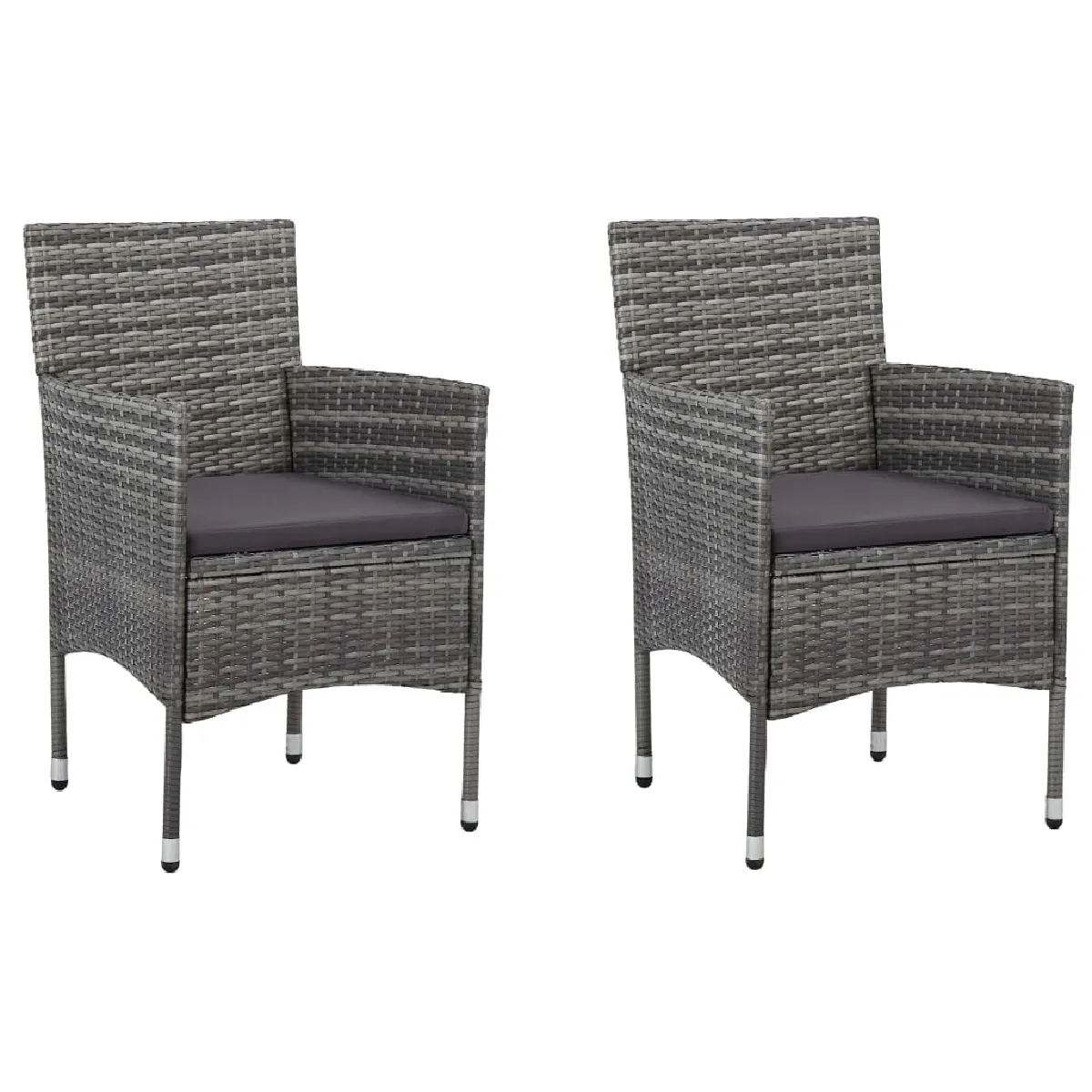vidaXL Chaises à manger de jardin lot de 2 - Résine tressée Gris