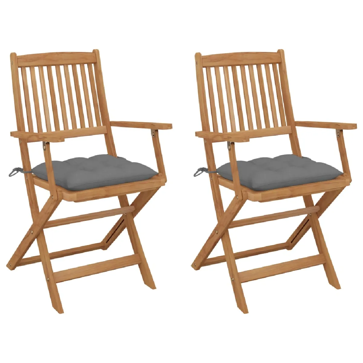 vidaXL Chaises pliables Acacia avec coussins