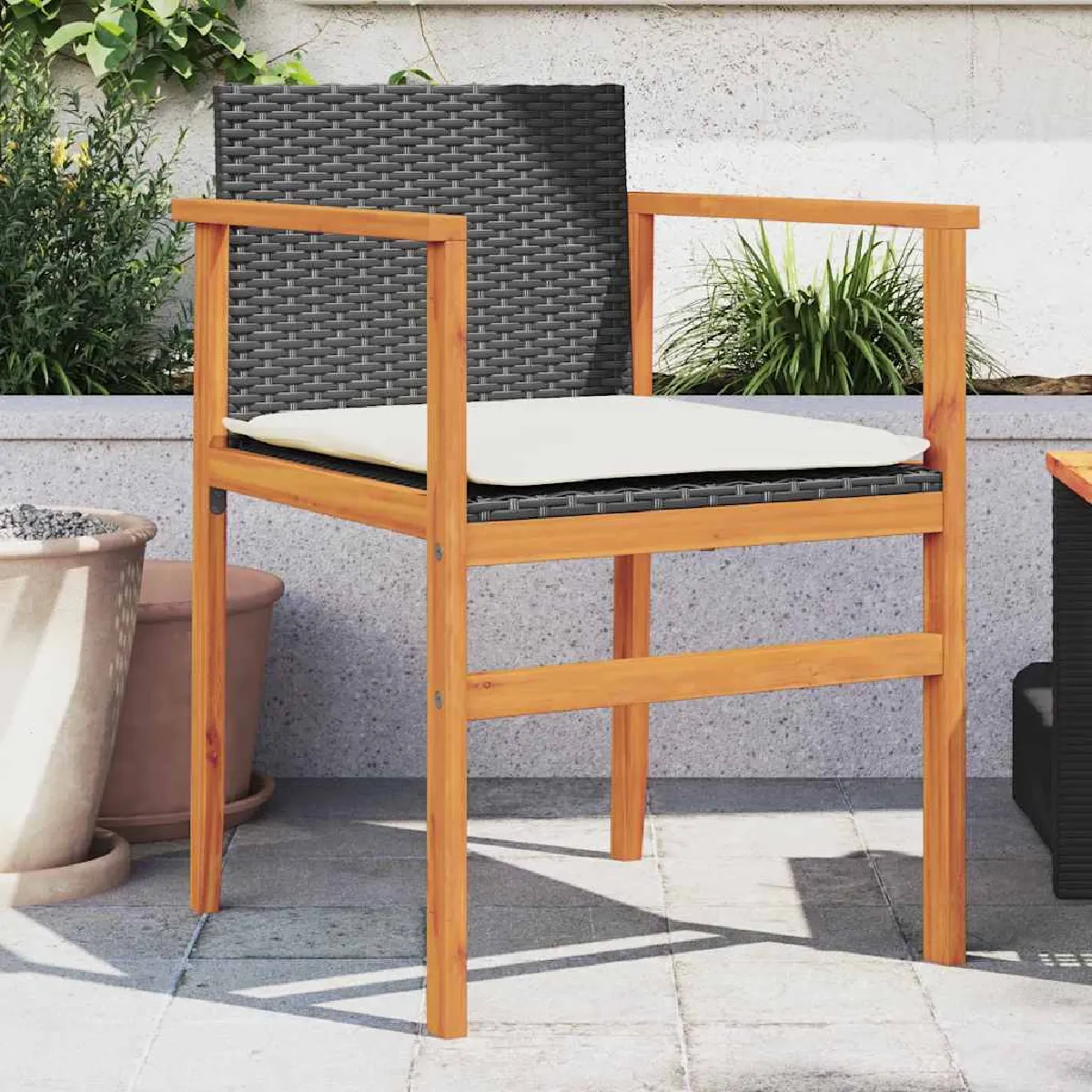 vidaXL Chaises de jardin (2 pcs) - Résine tressée noire