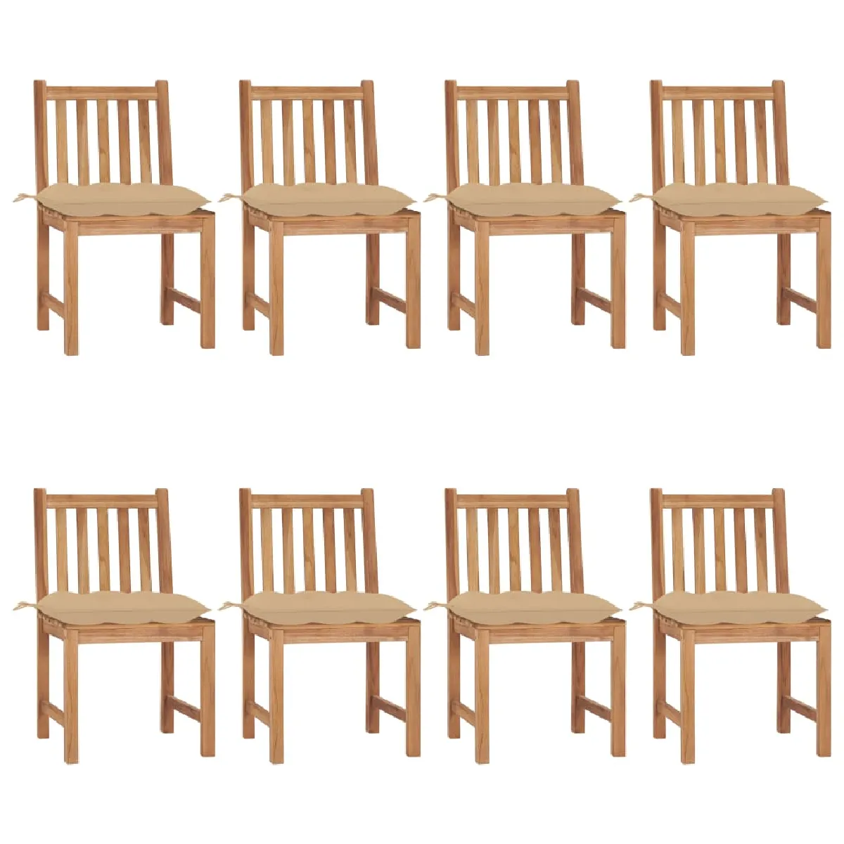 Vidaxl Chaises De Jardin Lot De 8 Avec Coussins Bois De Teck Massif - Image 3