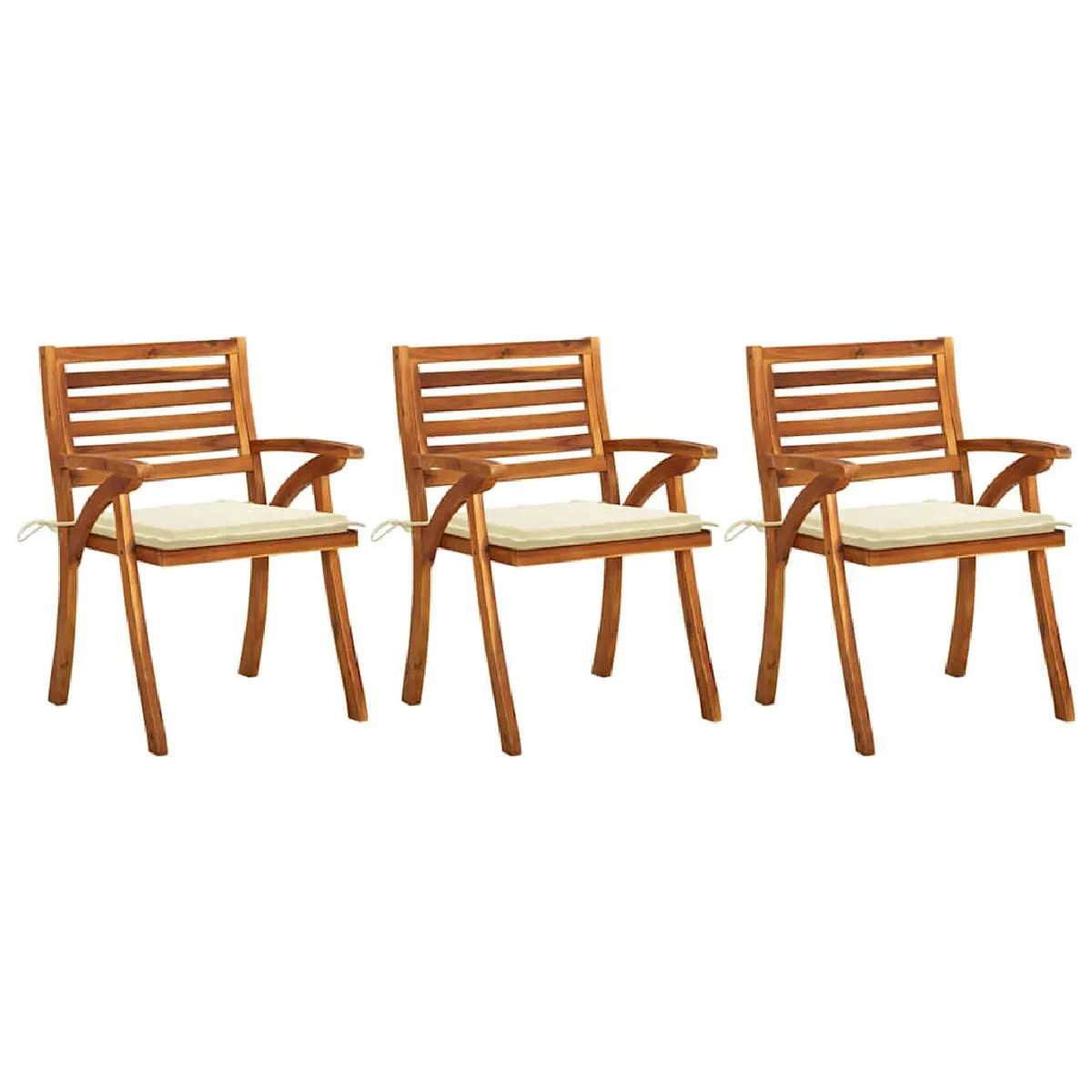 vidaXL Chaises à manger de jardin avec coussins (lot de 3) Acacia massif