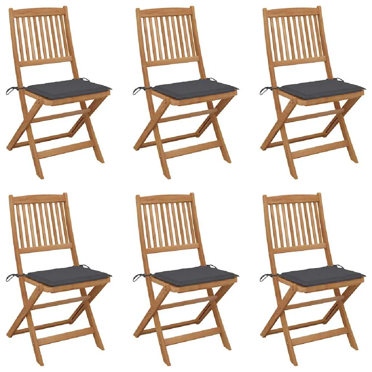 vidaXL Chaises pliables de jardin avec coussins Lot de 8 - vue 9