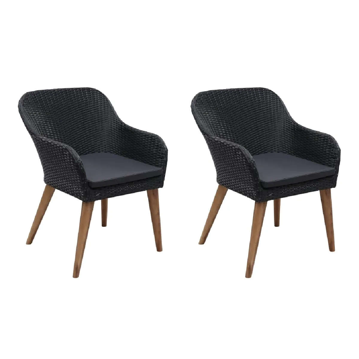 vidaXL Chaises d'extérieur lot de 2 Résine tressée - vue 2