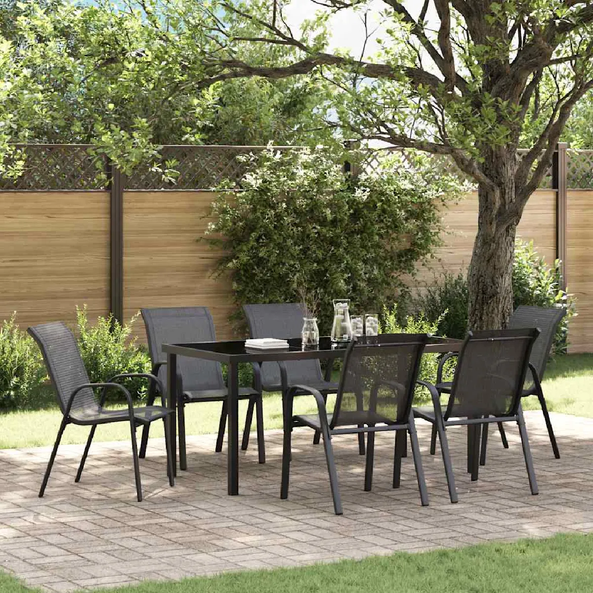 vidaXL Chaises empilables de jardin Tissu textilène - vue 1