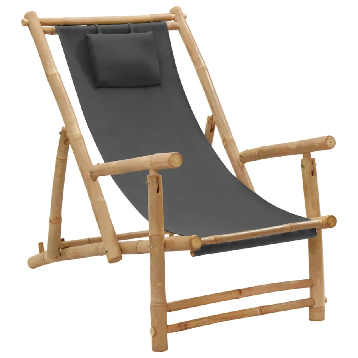 vidaXL Chaise de terrasse Bambou et toile - vue 4