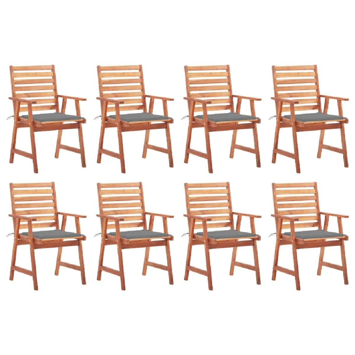 vidaXL Chaises à manger d'extérieur lot de 8 avec coussins Acacia massif